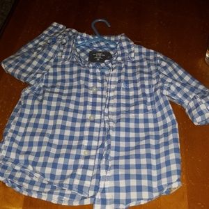H & M gingham button up shirt sz 2-3 y
